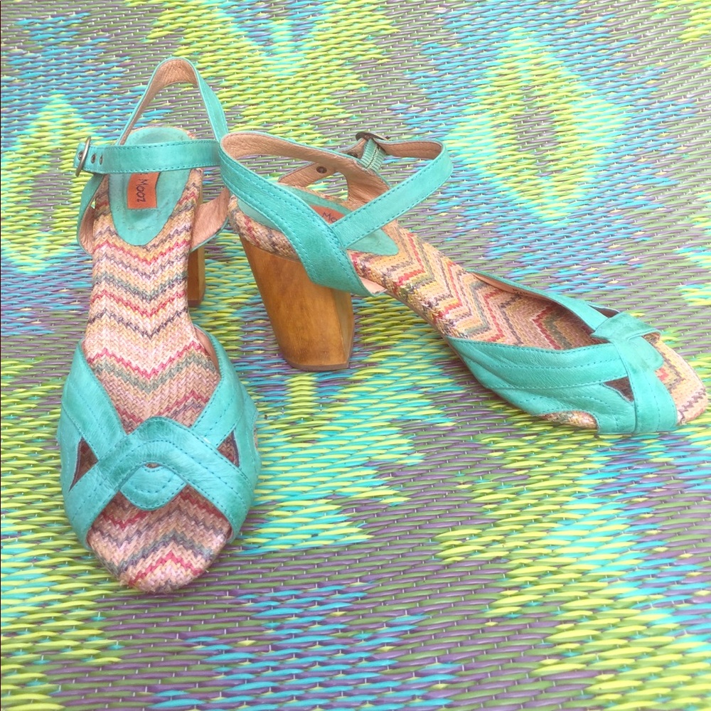 COPY - Turquoise leather heeled sandals Miz Mooz
